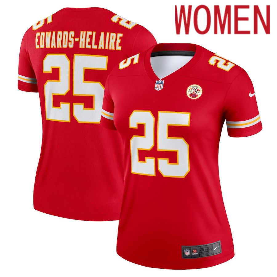 Women Kansas City Chiefs 25 Clyde Edwards-Helaire Nike Red Legend NFL Jersey